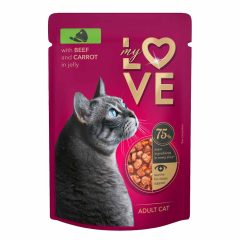   MY LOVE macska 85g Adult Marha ízletes szószban Alutasakos Macskaeledel