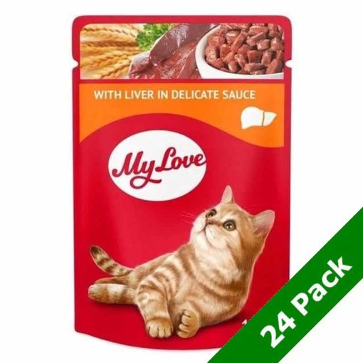 MY LOVE macska 24x85g Máj ízletes szószban Alutasakos Macskaeledel