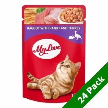 MY LOVE macska 24x85g Nyúl és Pulykaragu ízletes szószban Alutasakos Macskaeledel