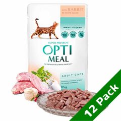   12x85g - MULTIPACK OPTIMEAL alutasakos macskaeledel Nyúl fehér szószban