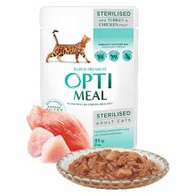 OPTIMEAL alutasakos macskaeledel Steril Pulyka+Csirkefilé szószban 12x85g
