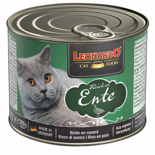 6x200G - KARTON LEONARDO Premium macska konzerv Kacsahúsban Gazdag