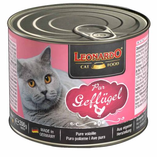 6x200G - KARTON LEONARDO Premium macska konzerv Szárnyashúsban Gazdag