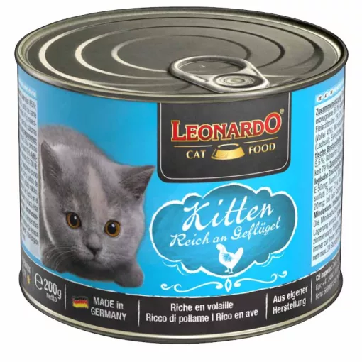 6x200G - KARTON LEONARDO Premium macska konzerv Kitten Baromfihúsban Gazdag