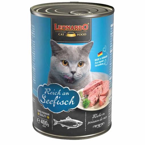 LEONARDO Premium macska konzerv Tengeri Halban Gazdag 6x400G