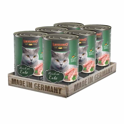 6x400G - KARTON LEONARDO Premium macska konzerv Kacsahúsban Gazdag