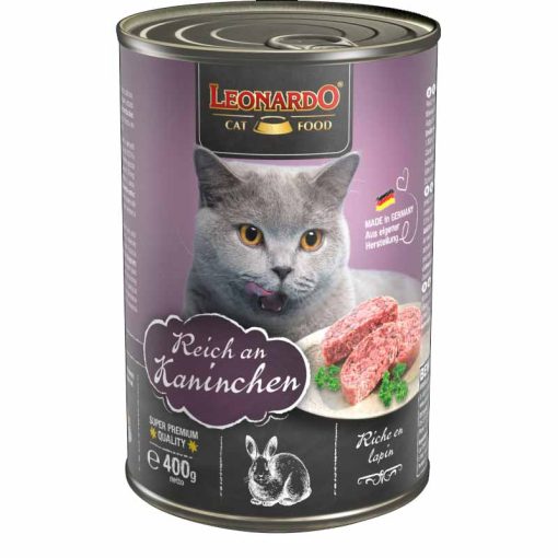 LEONARDO Premium macska konzerv Nyúlhúsban Gazdag 6x400G
