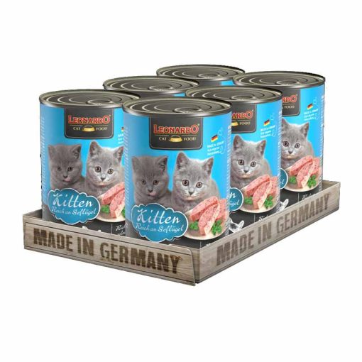 LEONARDO Premium macska konzerv Kitten Baromfihúsban Gazdag 6x400G