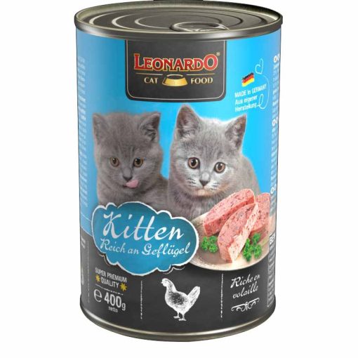 LEONARDO Premium macska konzerv Kitten Baromfihúsban Gazdag 6x400G
