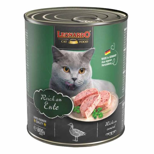 6x800G - KARTON LEONARDO Premium macska konzerv Kacsahúsban Gazdag
