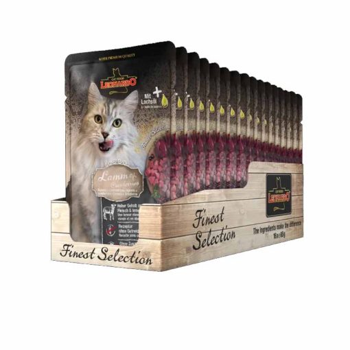 16x85g - KARTON LEONARDO Finest Selection szinhúsos alutasakos macsaeledel Bárányhús Tőzegáfonyáva