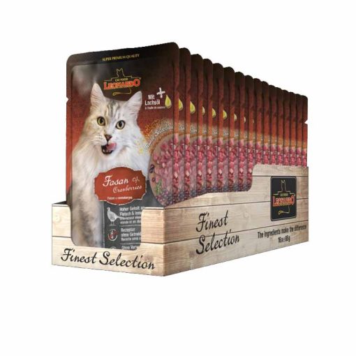 LEONARDO Finest Selection szinhúsos alutasakos macsaeledel Fácán Tőzegáfonyával 16x85g