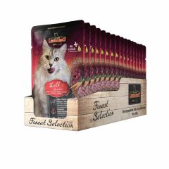   16x85g - KARTON LEONARDO Finest Selection szinhúsos alutasakos macsaeledel Borjú Zöldséggel