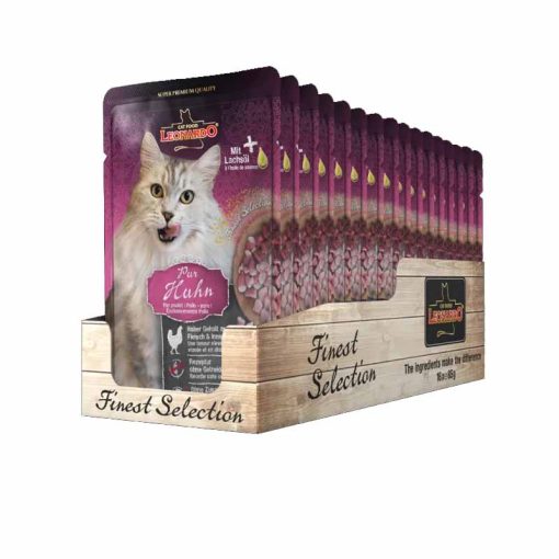16x85g - KARTON LEONARDO Finest Selection szinhúsos alutasakos macsaeledel Szín Csirkehússal