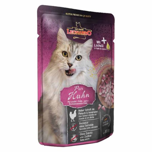 16x85g - KARTON LEONARDO Finest Selection szinhúsos alutasakos macsaeledel Szín Csirkehússal