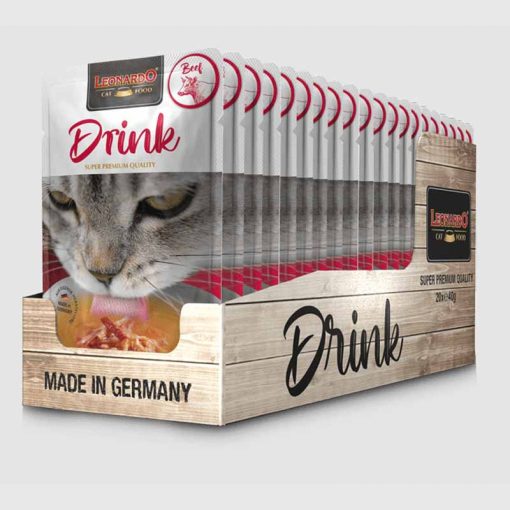 LEONARDO Drink alutasakos macskaital Marhahússal 20x40g