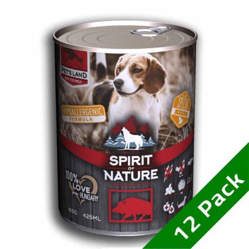 12x415g - KARTON SPIRIT OF NATURE Dog Hypoallergen kutyakonzerv Vaddisznóhússal