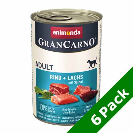 6x400g - KARTON ANIMONDA GRANCARNO Adult Lazac+Spenót konzerv kutyáknak