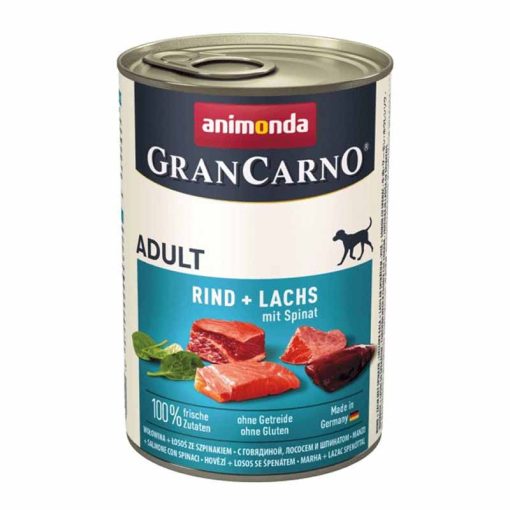 6x400g - KARTON ANIMONDA GRANCARNO Adult Lazac+Spenót konzerv kutyáknak