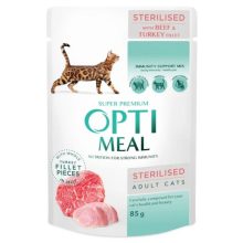 12x85g - KARTON OPTIMEAL alutasakos macskaeledel Steril Marha+Pulykafilé szószban